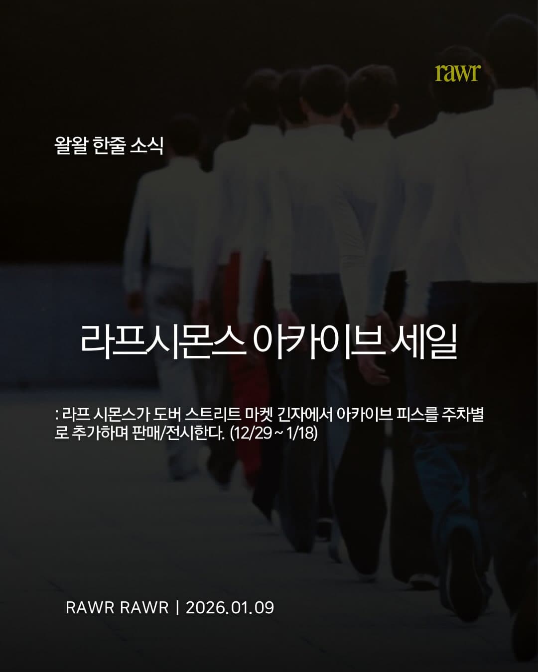 라프시몬스 아카이브 세일